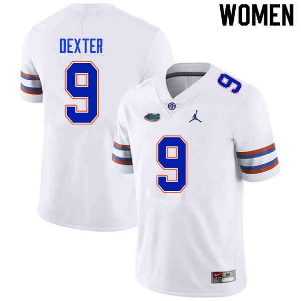 Women #9 Gervon Dexter Florida Gators College Football Jersey White